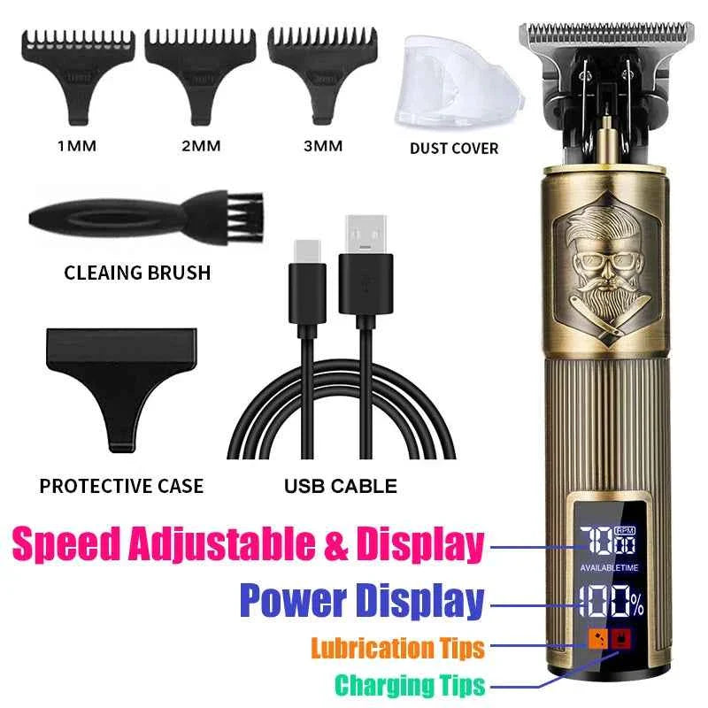 Carving Hair Clipper Professional Hair Cutting Machine Barber Rechargeable Hair Trimmer Metal Haircut Machine Clipper for Men