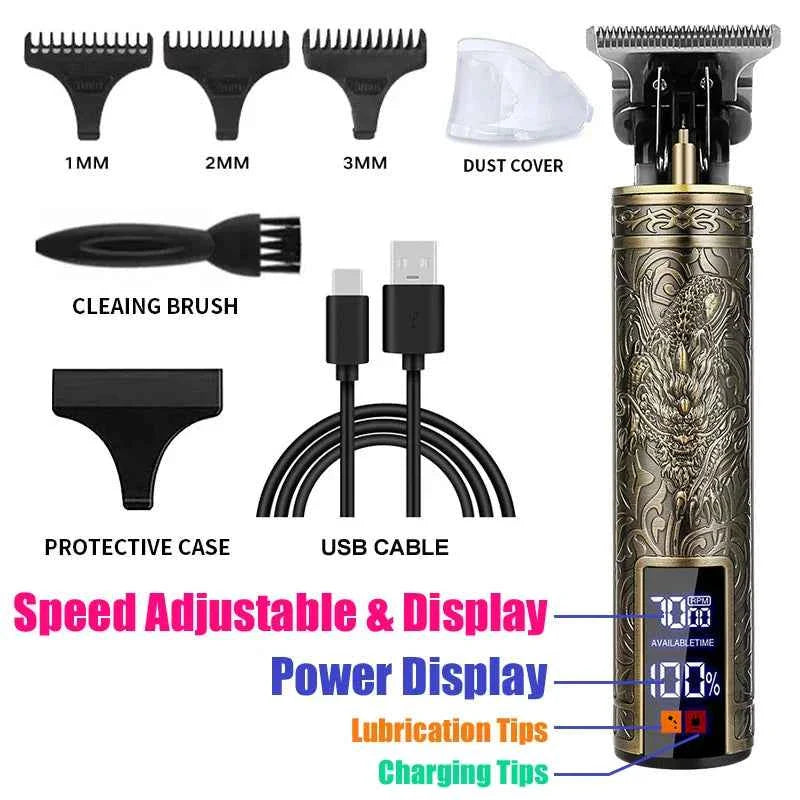 Carving Hair Clipper Professional Hair Cutting Machine Barber Rechargeable Hair Trimmer Metal Haircut Machine Clipper for Men
